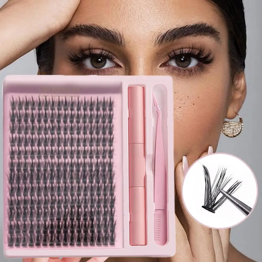 새로운 클러스터 DIY 분할형 속눈썹 자연 연장 밀집 PBT 소재 2-in-1 세트 C 컬링 인조 속눈썹