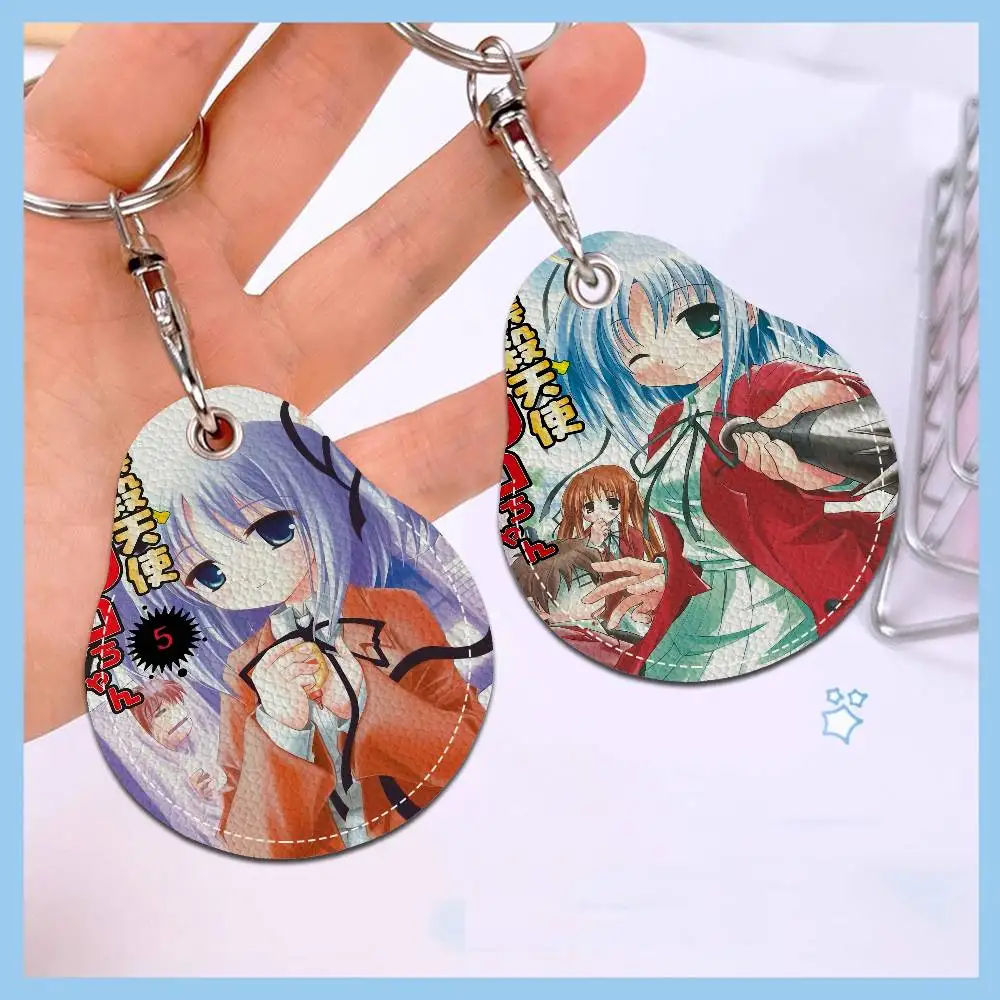 

B-bokusatsu T-tenshi Dokuro-chan 1PCS PU Leather Keychain Protective Case Door Lock Access Control Tags Card Bag Key Tag Ring