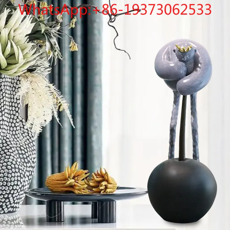 Creative Abstract Character Sculpture Tabletop Thinker Cartoon Doll Art Installation Ornament view 3