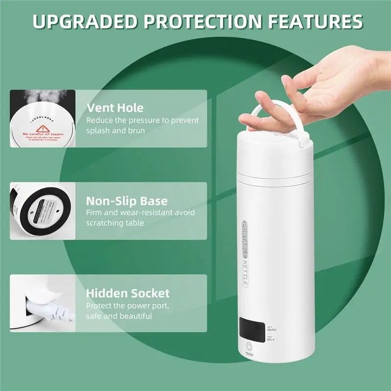 [B25B!】 Travel Electric Kettle Portable Small Mini Tea Coffee Kettle Water Heater With LCD US Plug