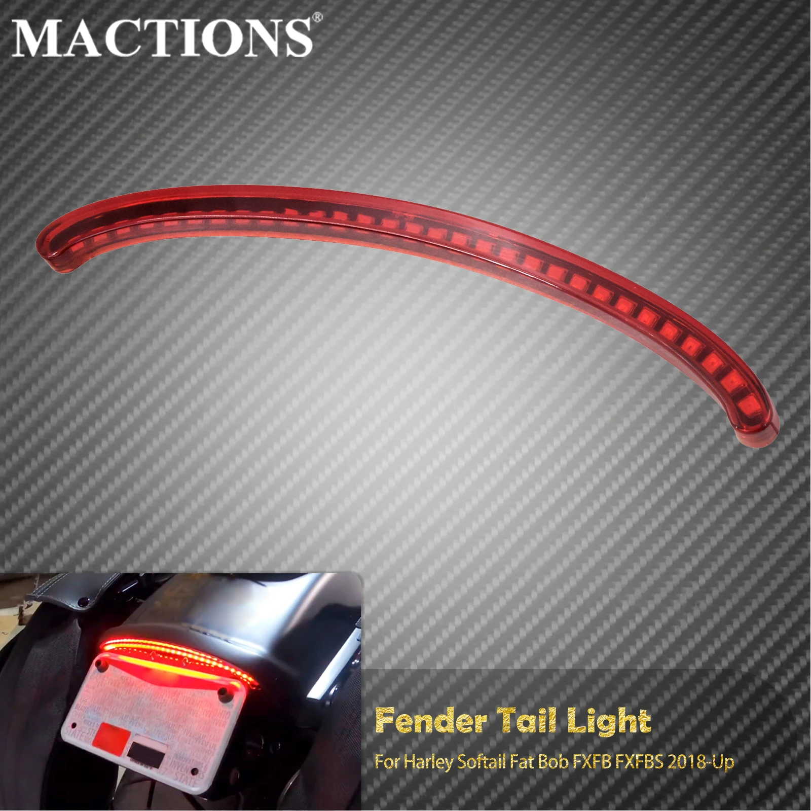 

Motorcycle LED Brake Tail Light Turn Signal Rear Fender Assembly Lamp Taillight For Harley Softail Fat Bob FXFB FXFBS 114 18-Up