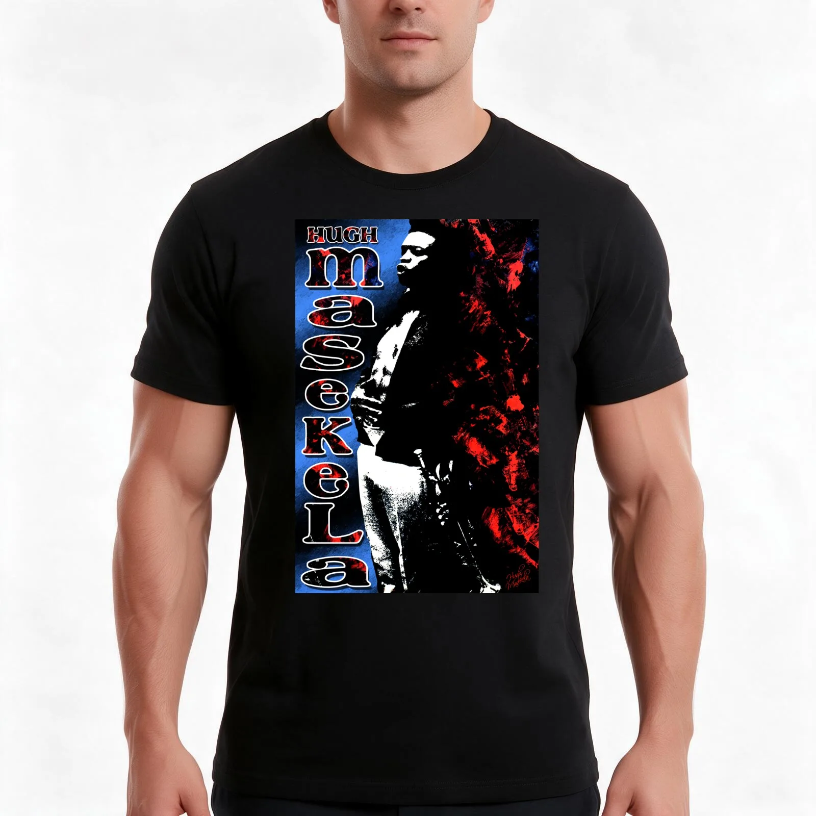Hugh Masekela Tribute D-1 Poster T-Shirt, Summer Casual Cotton Tee, Oversized Streetwear Tops, Vintage Graphic Print