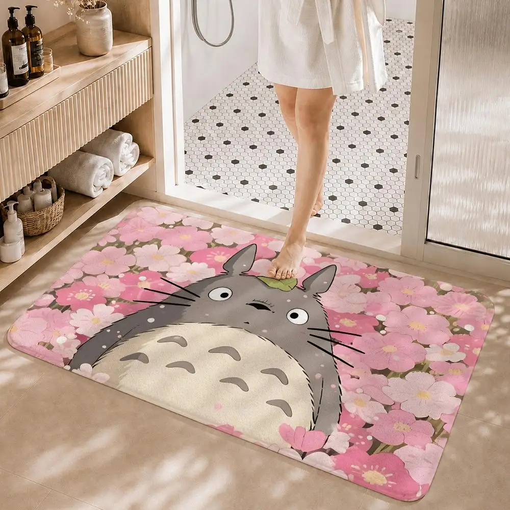 CARTOON Character T-TotoroS Floor Mat Non-Slip Absorbent Floor Mat Decorative Rug for Home Bathroom Bedroom Entryway