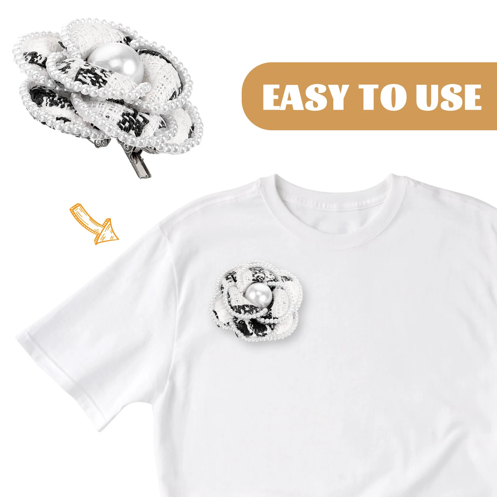 

Pearl Edge Brooch Fabric Flower Pin Creative Clothes Lapel Pin Suit Hat Backpack Accessory Brooch