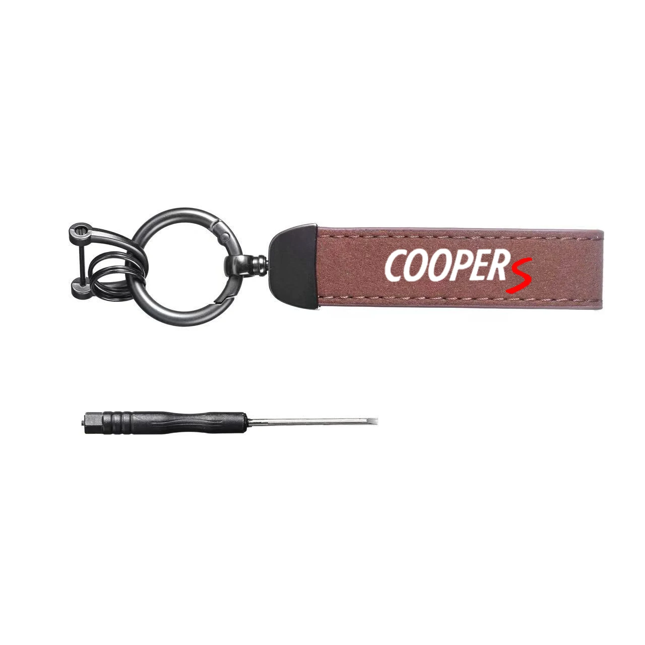 COOPERS  style motorcycle carbon fiber leather and luxury suede keychains, horseshoe buckles, and jewelry buckles
