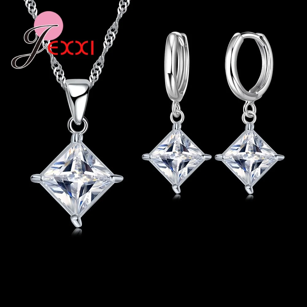 Exquisite piękny kolorowy kwadratowy kryształowy prezent dla dziewczyny biżuteria zaręczynowa 925 Sterling Silver dla kobiet mody — zdjęcie 5