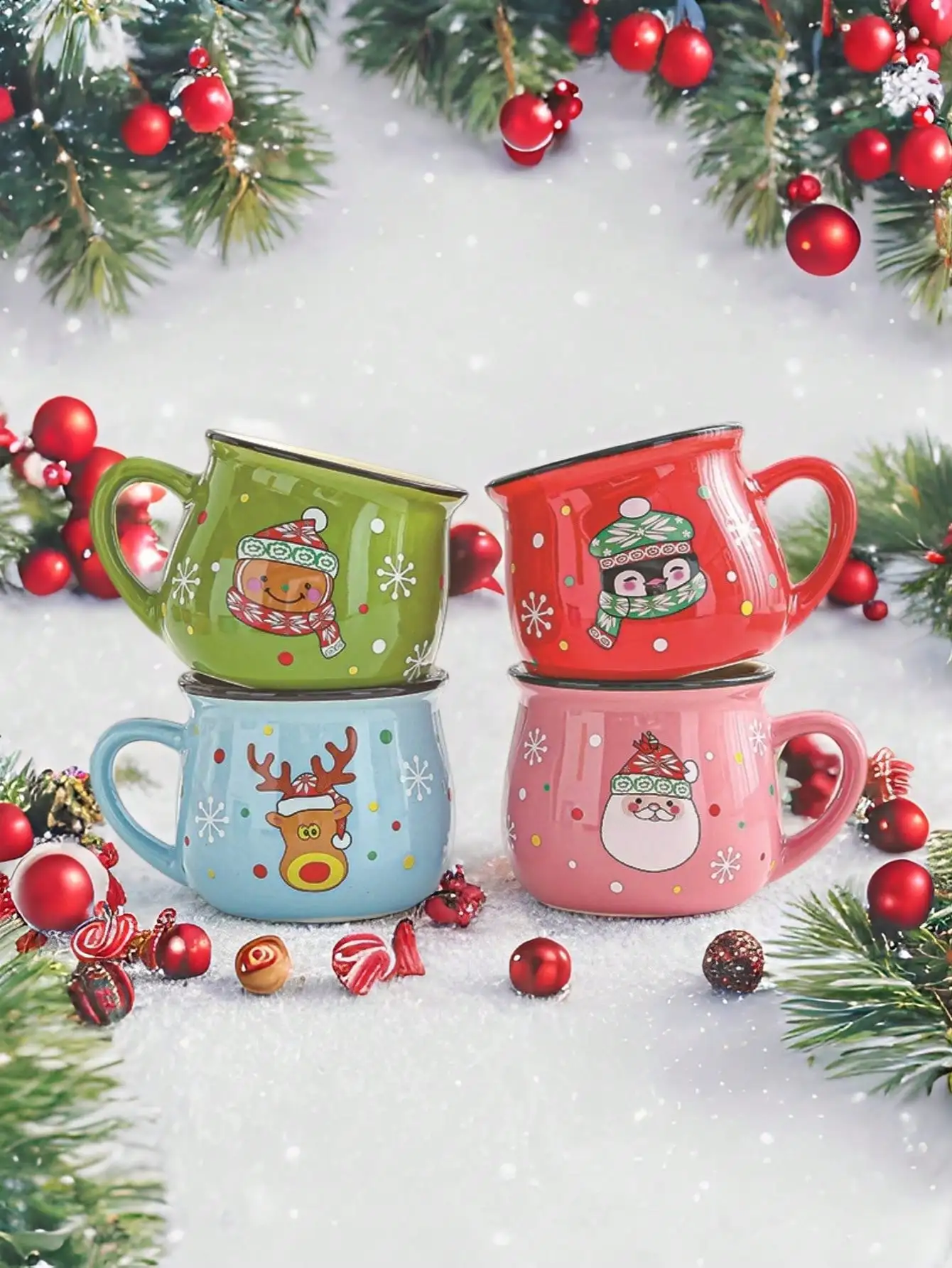 Taza de cerámica navideña de 150ml, taza de Mousse de Papá Noel con dibujos animados para hornear en casa, taza de café de Mousse de Papá Noel para oficina, regalos de Navidad para amigos F, 1 Uds.