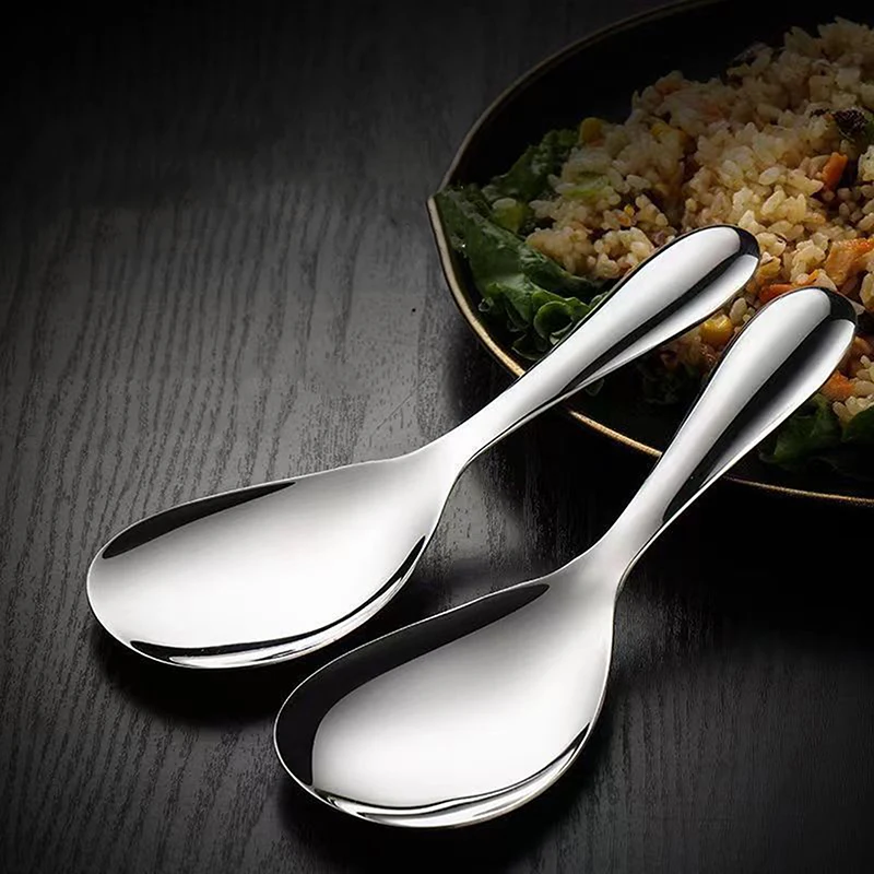 Stainless Steel Rice Spoon Long Handle Thicken Cooker Scoop Multi-purpose Tableware Buffet Serving Spoons Kitchen Tableware