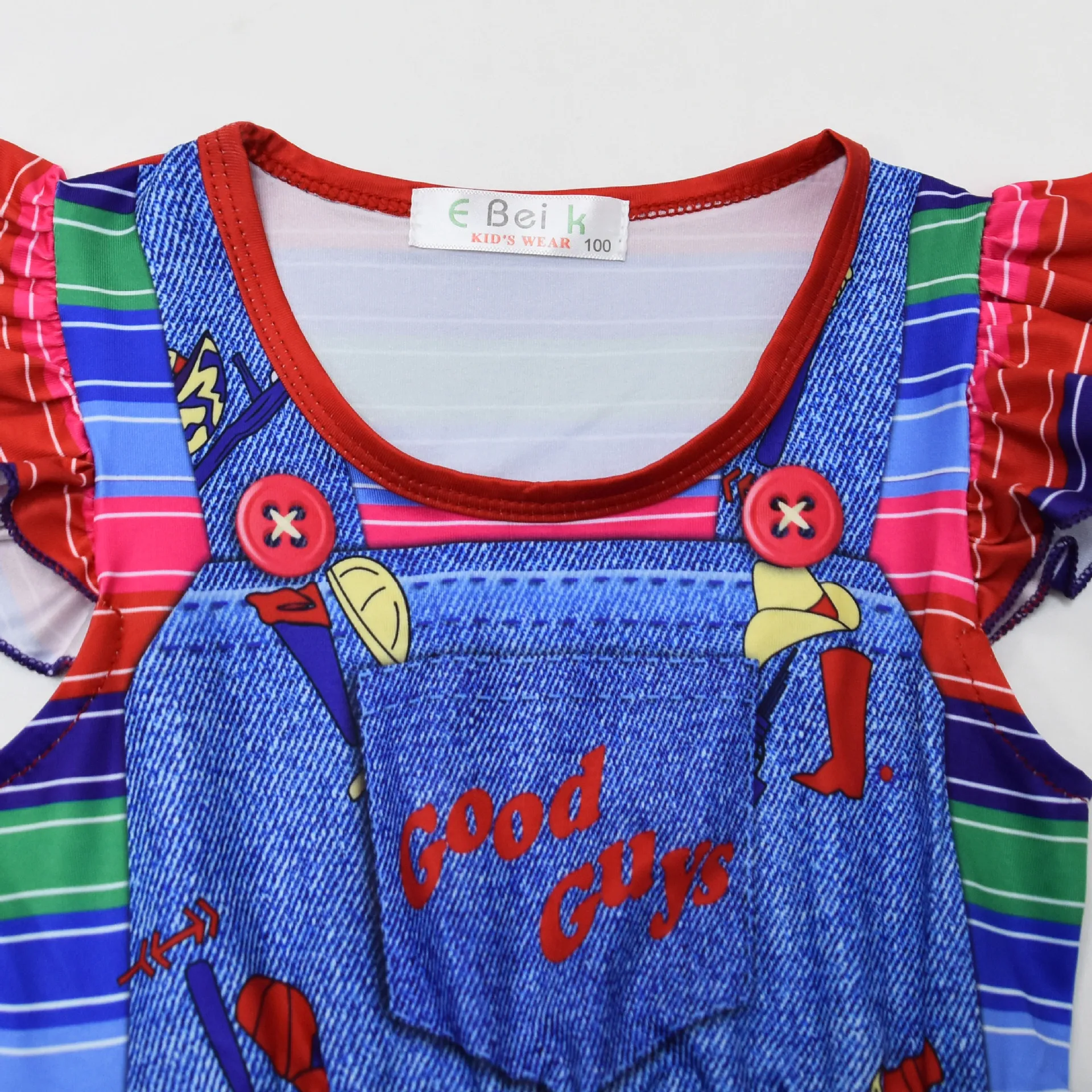 زي الهالوين للفتيات فستان تشاكي تشايلد بلاي الكرتوني الأزرق مع عصابة رأس مزحة لزي تشاكي التنكري للفتيات