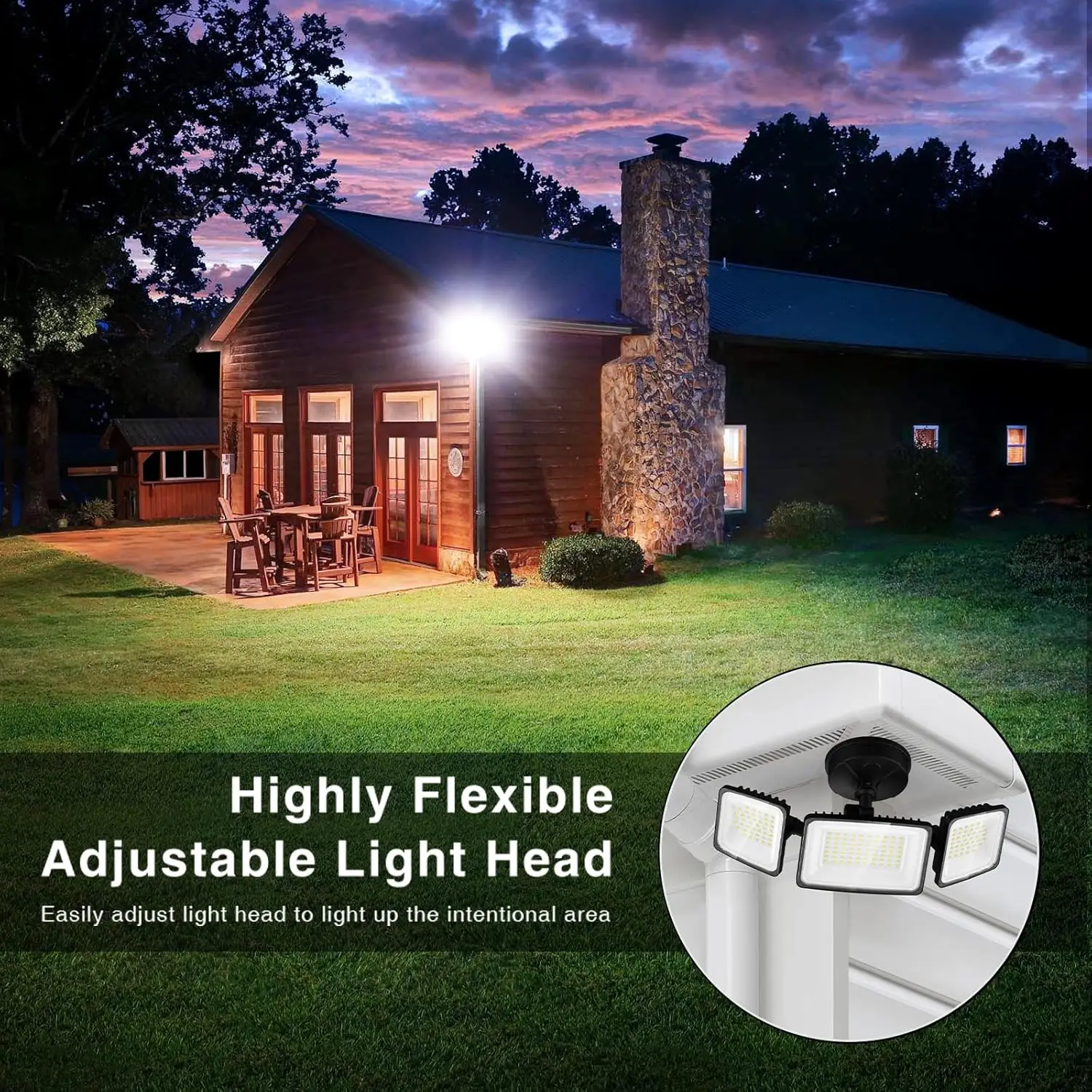 130W LED Security Light, 13000LM Outdoor Floodlight, IP65 Waterproof, Adjustable Heads for Garage Yard Entryway