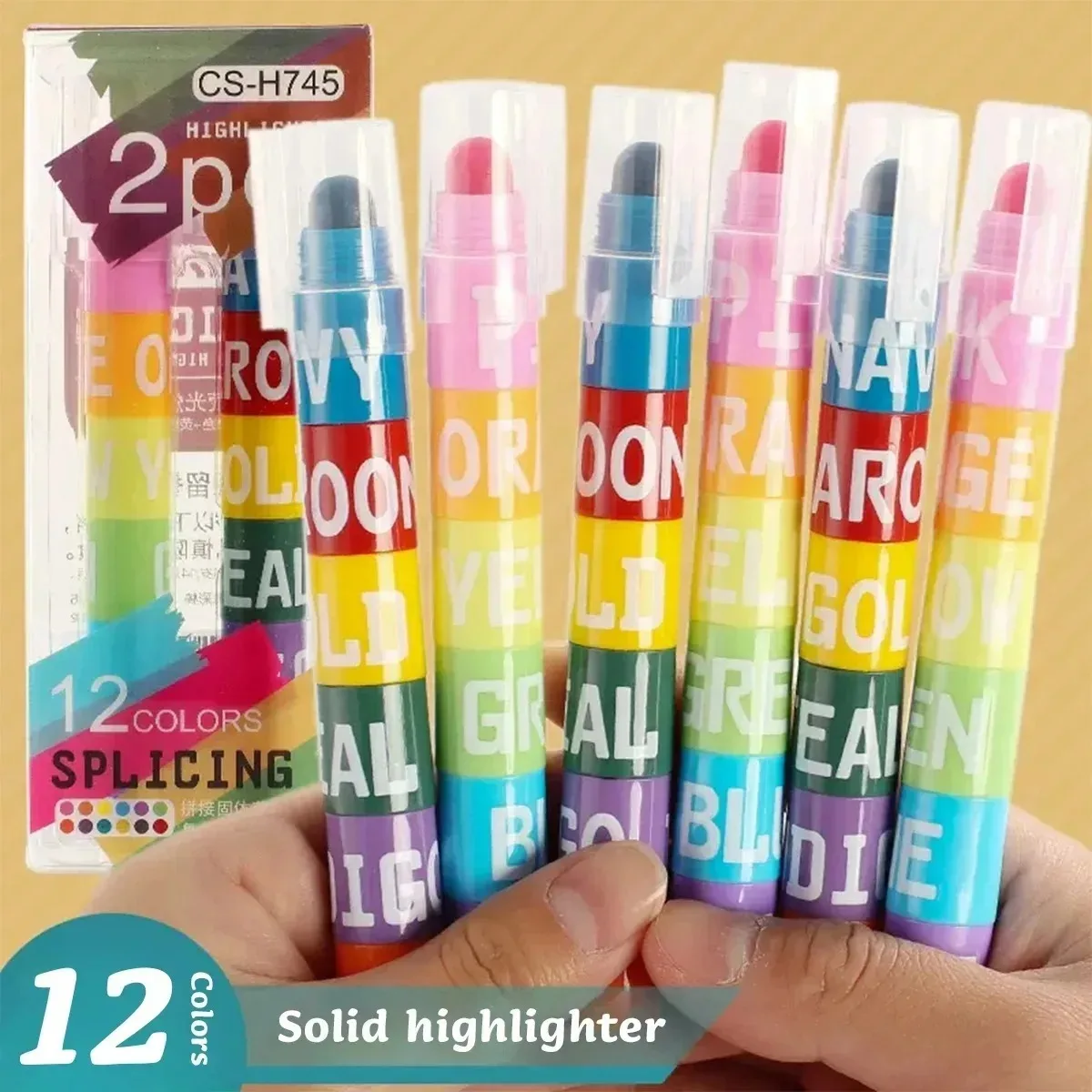 Color Highlighter Detachable Splicing Creative Cute Pens Retro Graffiti Marking Pen for Kids Students School Stationery Supplies