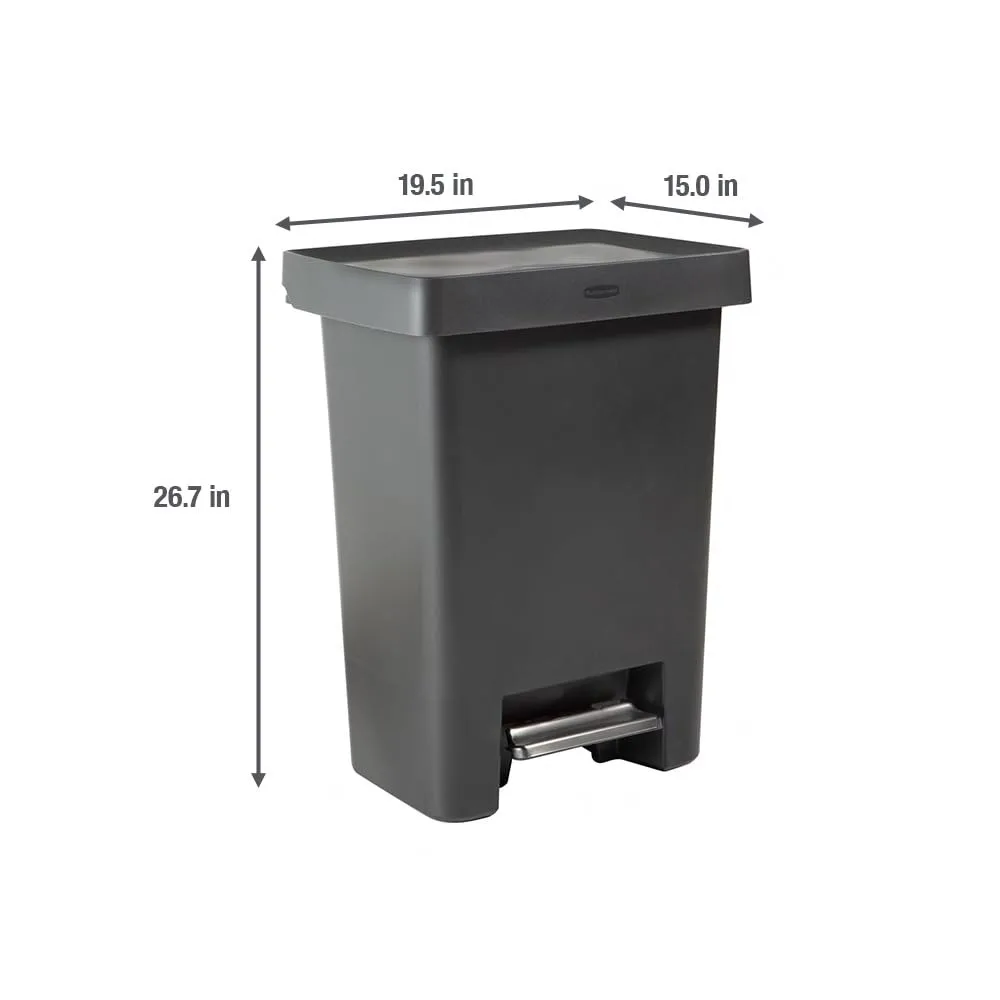 High-Capacity Step-On Trash Can, 19 Gallon, Single or Dual Stream Trash or Recycling, Charcoal, Stainless-Steel Pedal,