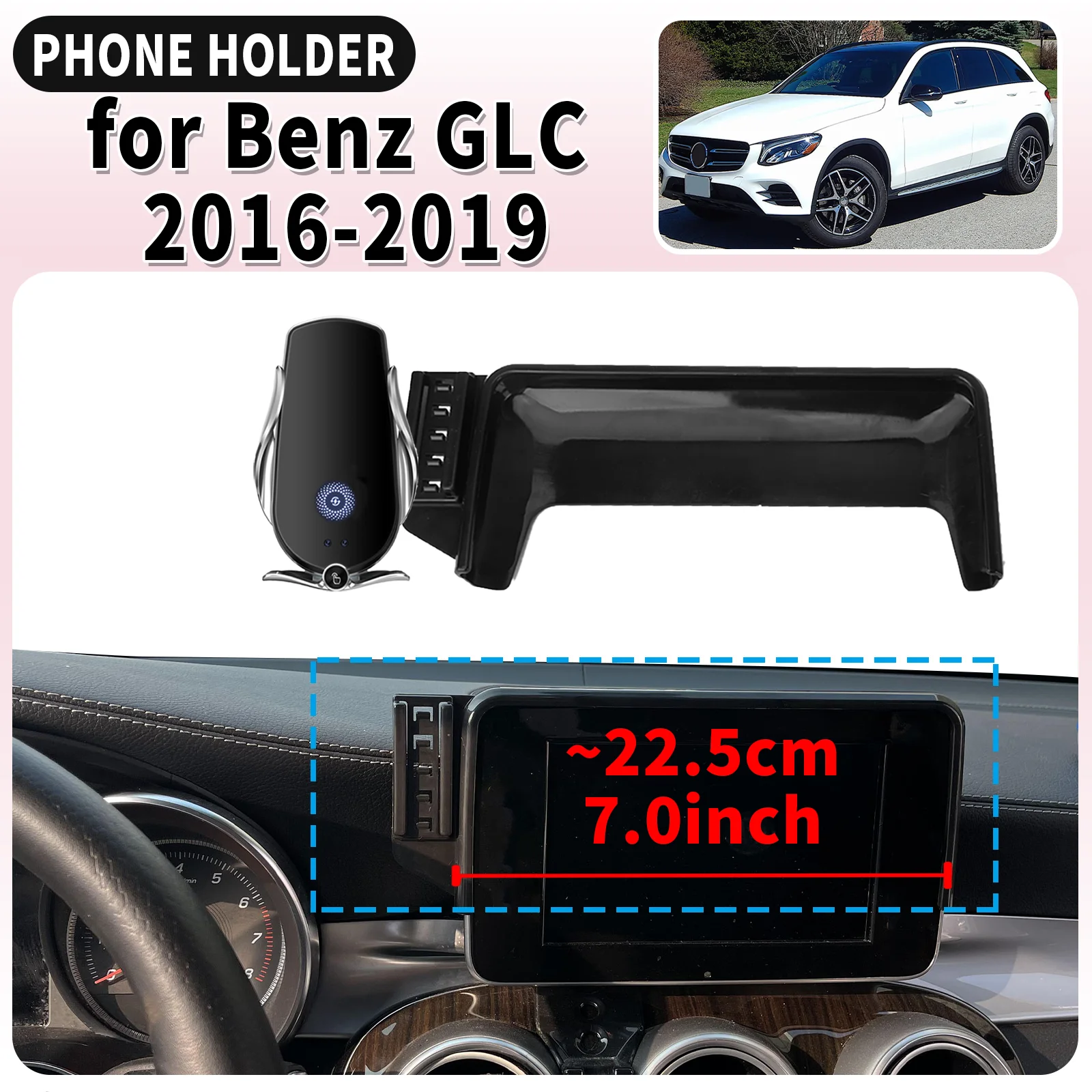 

fit for Mercedes-Benz GLC 2016-2019 (7.0in) X253 C253 Screen Base Mount Phone Holder Dedicated Clip-On Navigation Bracket Car