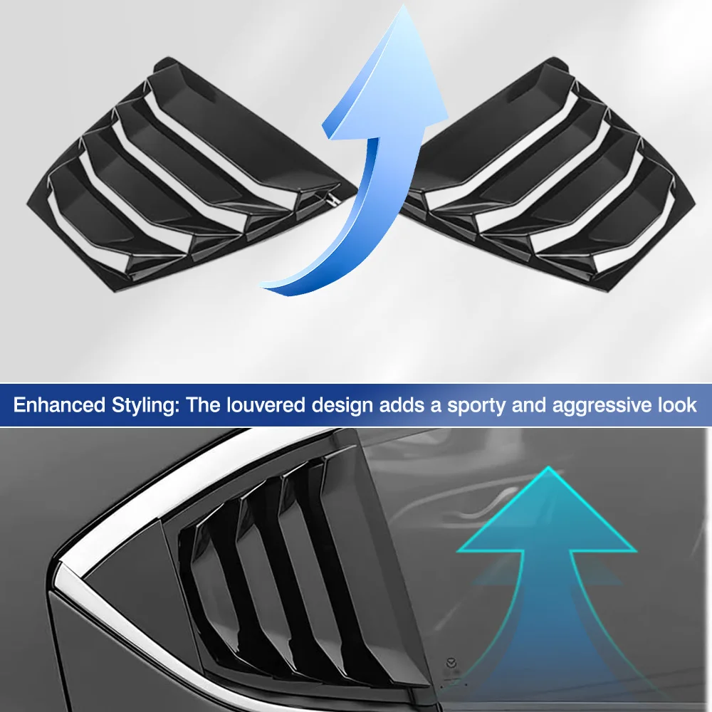 

2Pcs Car Rear Window Side Louvers Shutter Cover Vent Scoop Blinds Trim Spoiler For MAZDA 3 Axela 2014 2015 2016 2017 2018