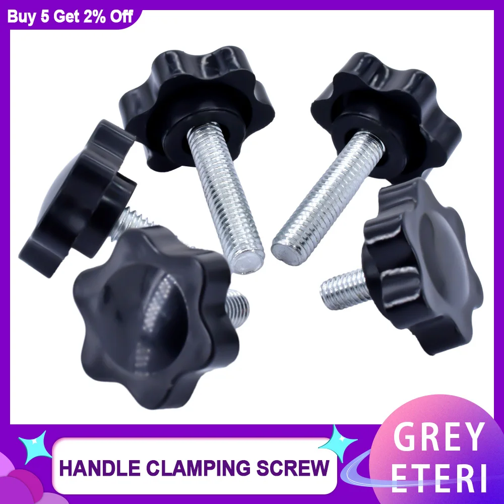 20-200pcs M4 M5 M6 M8 M10 Black Plum Bakelite Hand Tighten Screw Handle Bolt Thread Star Shaped Clamping Nuts Knob Carbon Steel