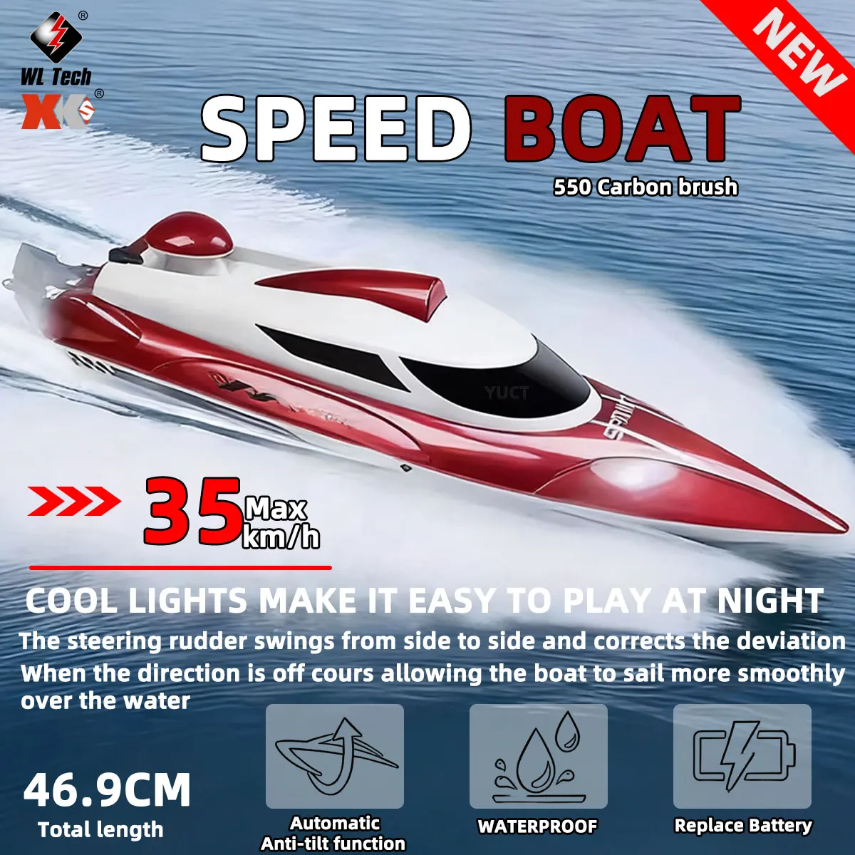 

WLtoys WL918 RC Лодка 2,4 ГГц 35 км/ч Угольная щетка Высокоскоростной гоночный корабль с дистанционным управлением Скоростной катер Игрушки для мальчиков Рождественский подарок