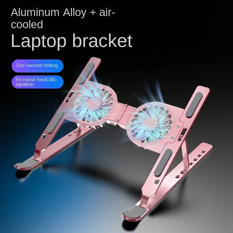 Alumínio Alloy Laptop Stand, Folding Fan, dissipação de calor, aumenta