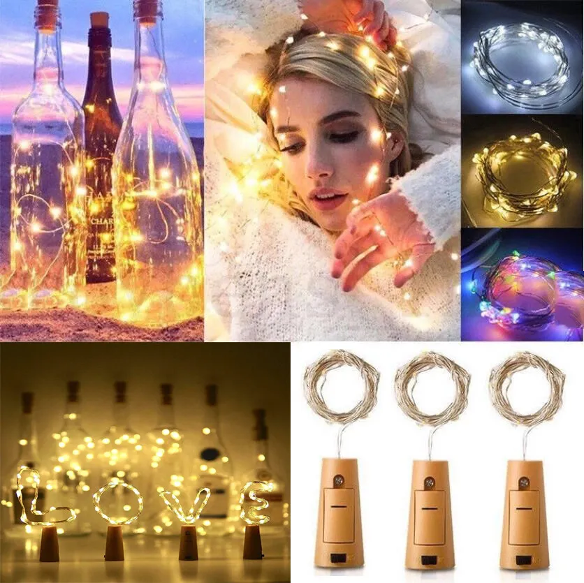 1M Wine Bottle Lights Valentines String Light Cork Shaped Battery Operated LED For Christmas Craft Decor Party Copper Wire