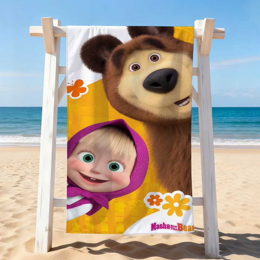 Cartoon m-Masha-and the B-Bear Towel Drying Bath Towel Applicable To Light Swimming Camping Yoga Beach Out