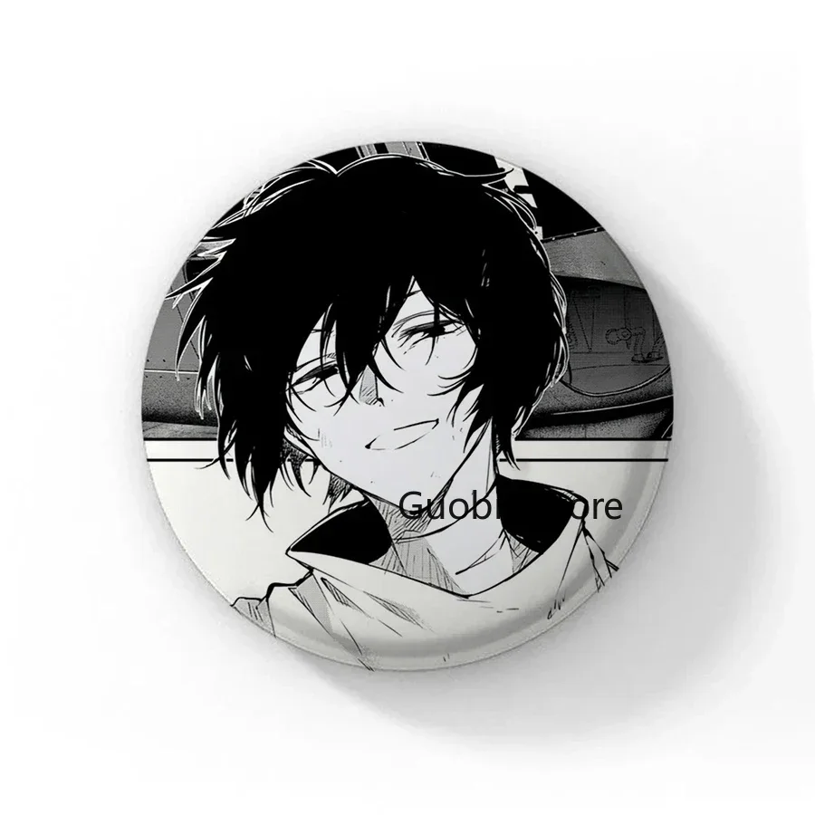 Handmade Anime Lapel Pins, broches Bungo Stray Dogs, Manga Figura Cosplay Badge, Mochila DIY, Acessório de Roupas, Botão Pin, 58mm