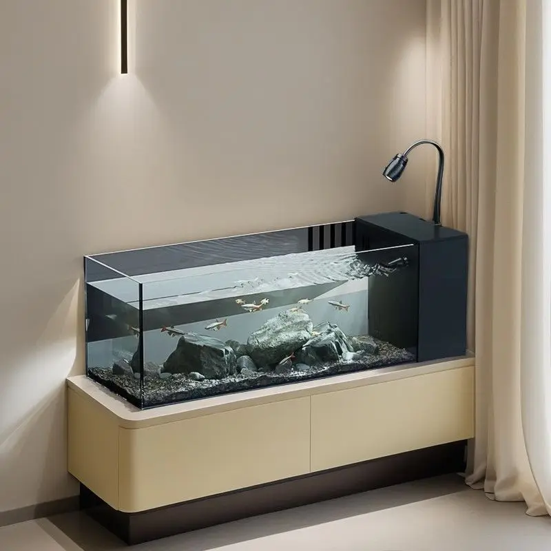 five-line ultra-white stream new fish tank desktop living room oxygen small ecological landscaping integrated side filter