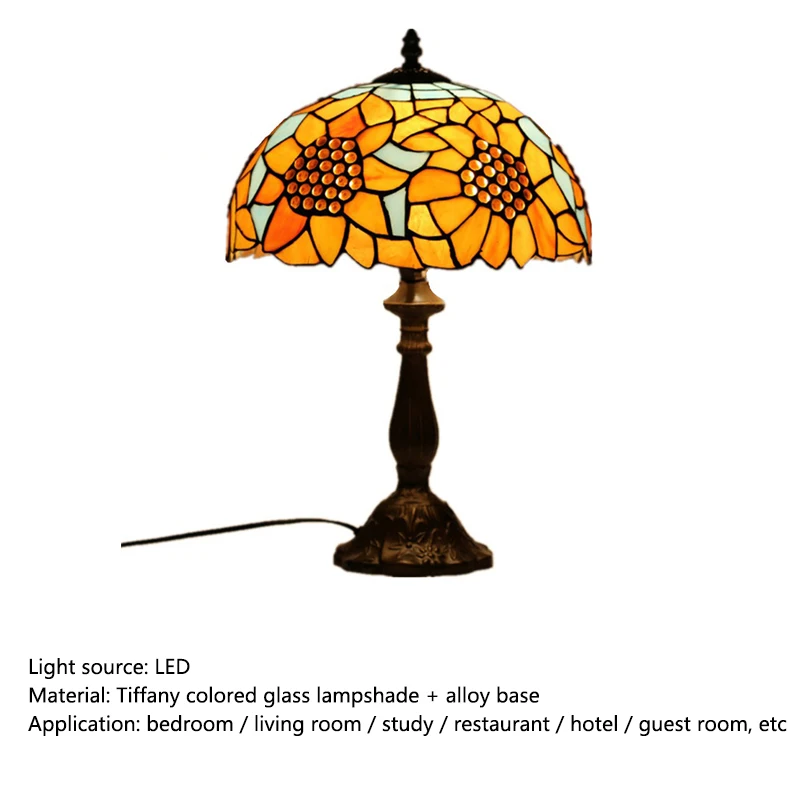 APRIL Tiffany Glass Table Lamps LED Modern Creative Sunflower Desk Light Fashion Decor For Home Living Room Bedroom