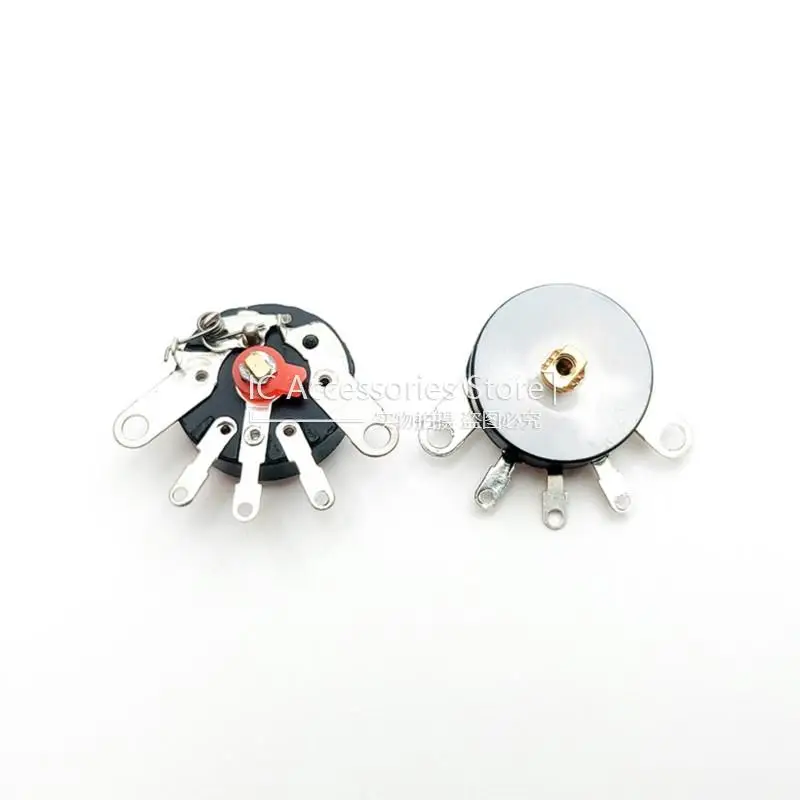 5PCS RV16MM Flat Foot With Turntable B5K B10K B50K Power Amplifier Volume Radio Potentiometer With Switch 16MM (5 Sets)