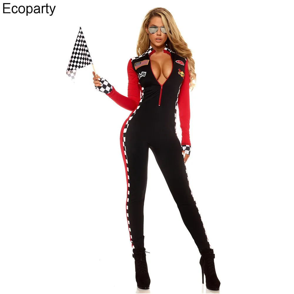 

Miss Racer Racing Sport Driver Costume Super Car Grid Girl Fancy Dress Outfit Sexy Costume Large Size S-2XL