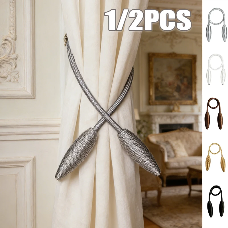 

No Drill Flexible Curtain Tiebacks Easy Install Rope Straps Holdbacks Decor for Living Room Bedroom Window Drapes Hotel Office