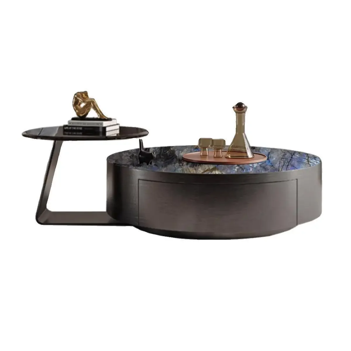 light luxury slate, side , corner ,  small coffee table, living room,marble round , sofa