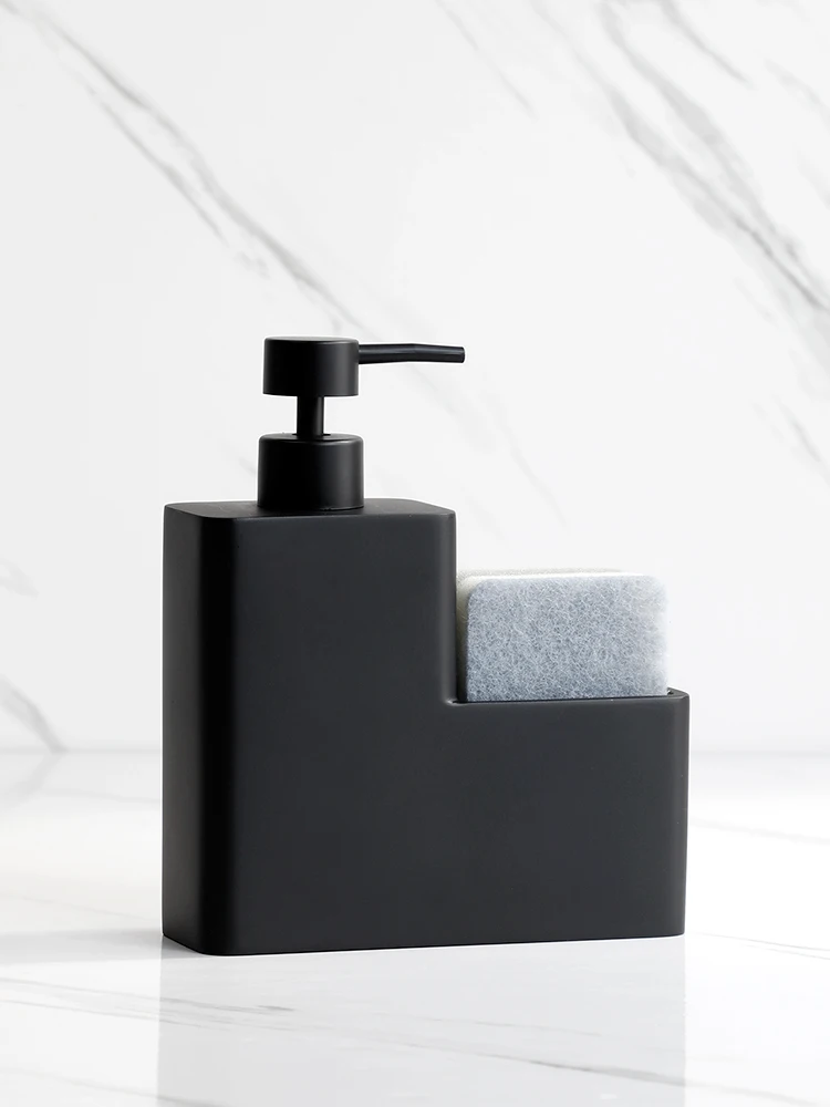 450ml Kitchen Dish Soap Dispenser Black Bathroom Liquid Soap Dispenser with Sponge Holder, Dish Soap Dispenser Pump Bottle