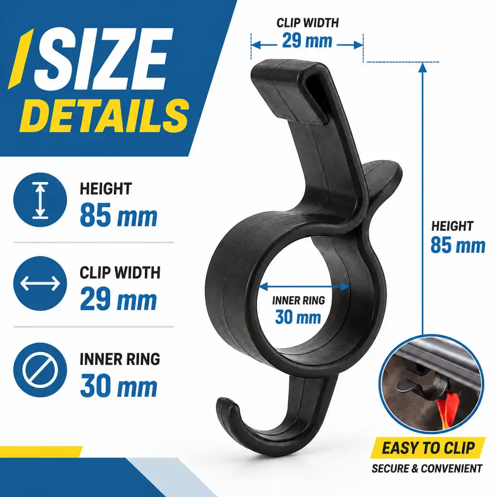 PINMOAP Black Plastic Car Trunk Hook For Umbrellas Shopping Bags And Small Bags Clip On Trunk Edge Space Saving Organizer