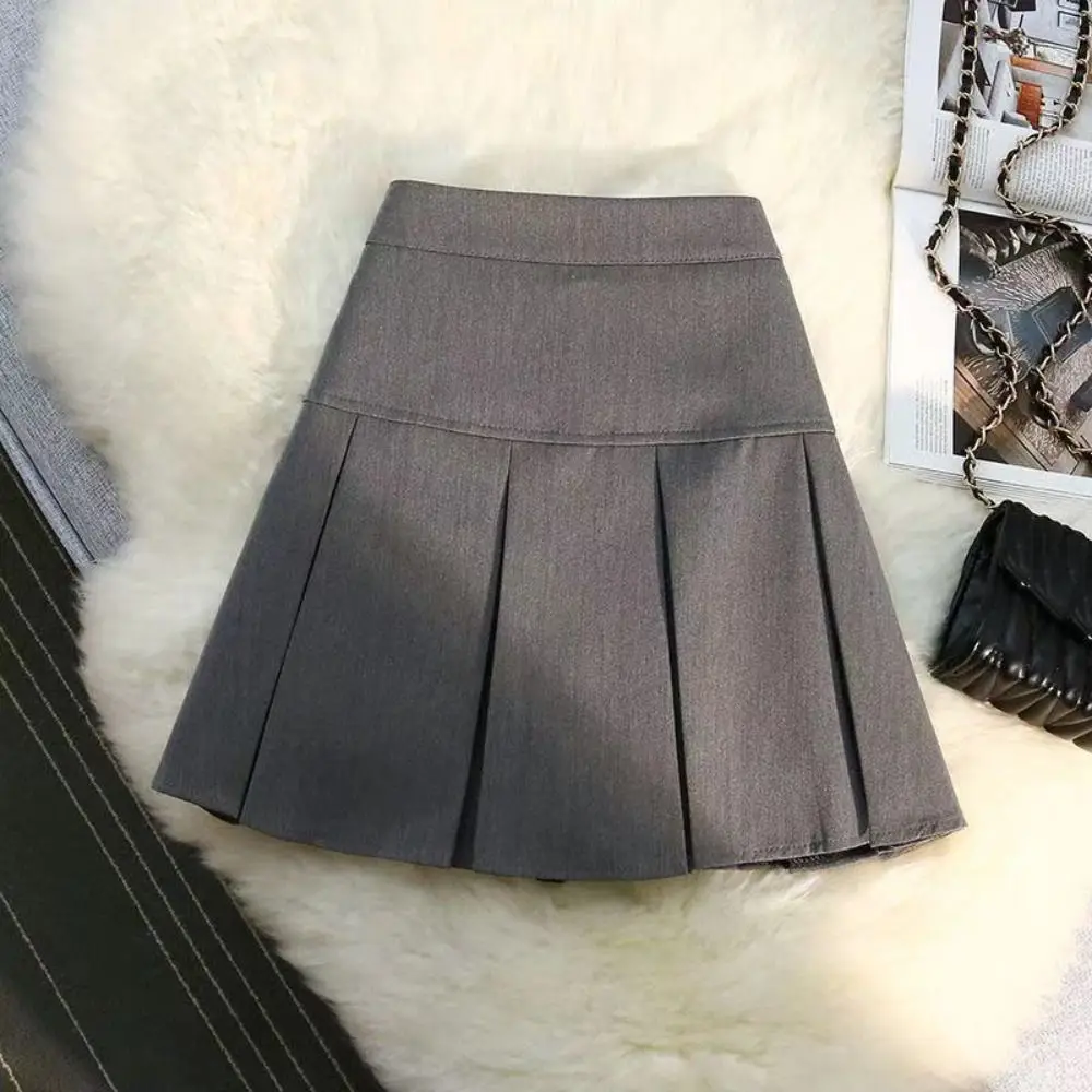 Minifaldas plisadas de cintura alta, Vestido corto de Color sólido, corte en A, Falda corta JK Y2k, faldas simples con pantalones de seguridad para verano