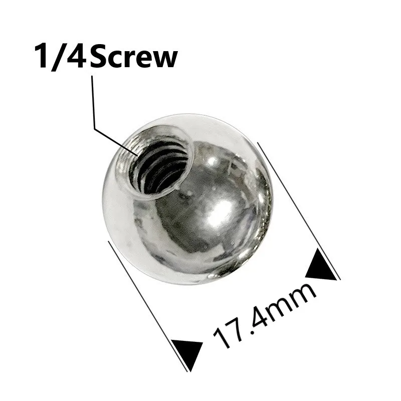 1.7cm spherical to 1/4 screw mobile phone clip transfer screw 17.4mm flat clip metal adapter steel ball head