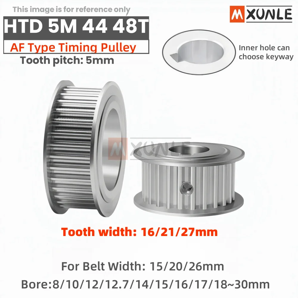 

HTD5M Timing Pulley 44T/48Teeth AF Type Bore 8/10/12/14/15/16/17/18/19/20-30mm Belt Width 15/20/26mm 3D printed parts 5GT