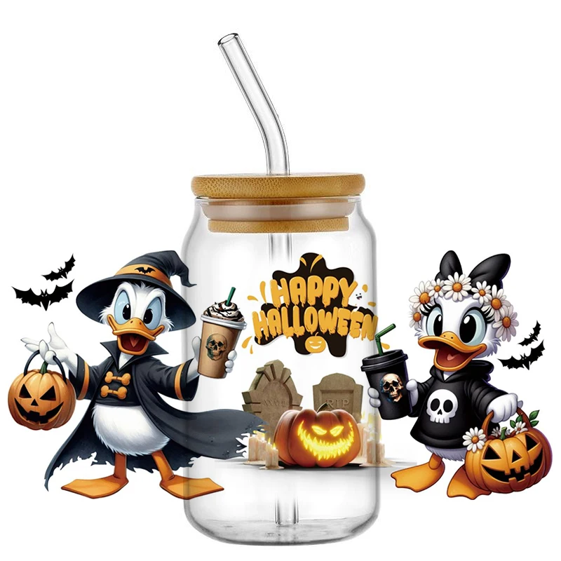 Miniso Cartoon Halloween Pattern UV DTF Transfer Sticker Waterproof Transfers Decals for 16oz Glass Cup Wrap Mikey Stickers