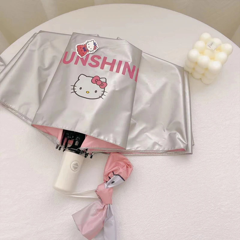 

Sanrio Hello Kitty Automatic Sun Umbrella Kawaii Anime Sunscreen Uv Protection Cute Cartoon Rain Umbrella Girl Heart Kid Gift