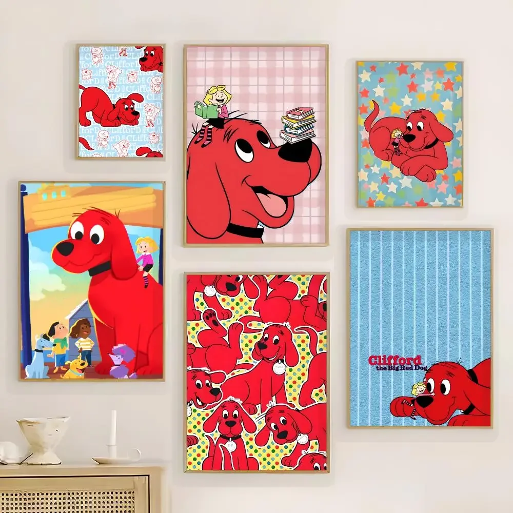 Animation C-Clifford T-The B-Big R-Red D-Dog Poster Wall Art Print Poster For Living Room Bedroom Home Decor