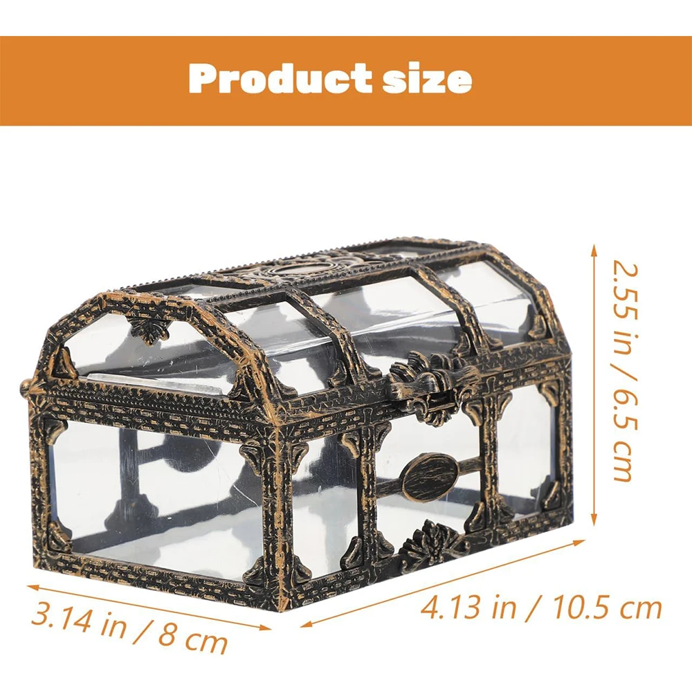 Treasure Chest Candy Box Mini Clear Pirate Treasure Chest for Jewelry Clear Plastic Pirate Treasure Box Crystal Jewelry Box