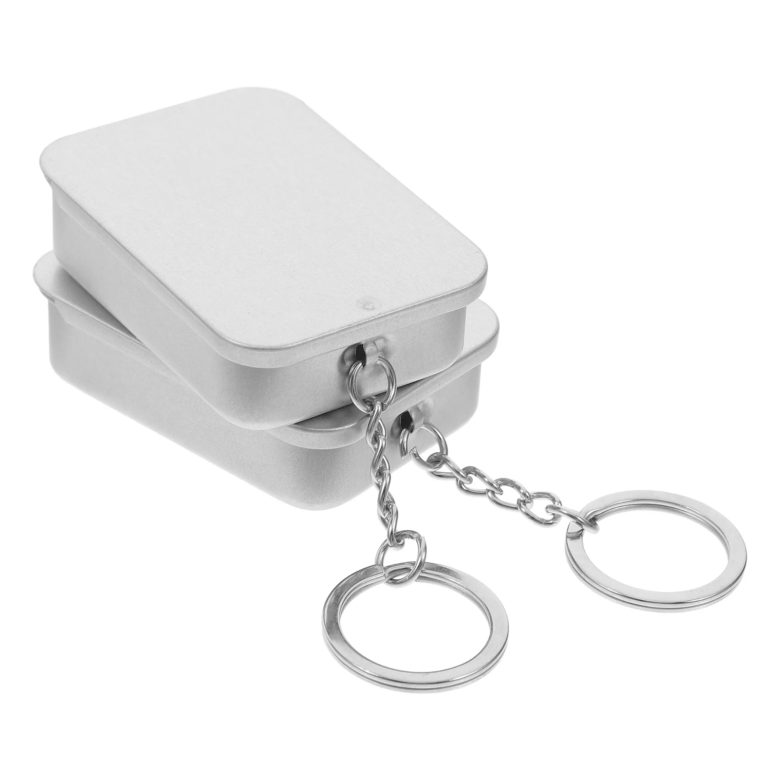 Cajas de joyería con llavero plateado, almacenamiento portátil de hojalata de 60x43x17mm para regalos de dulces, Mini contenedores de baratijas seguros, 2 uds.
