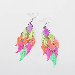Nine Piece Colorful Wing Earrings Exquisite Filigree Curved Wing Earrings for Women Fashion