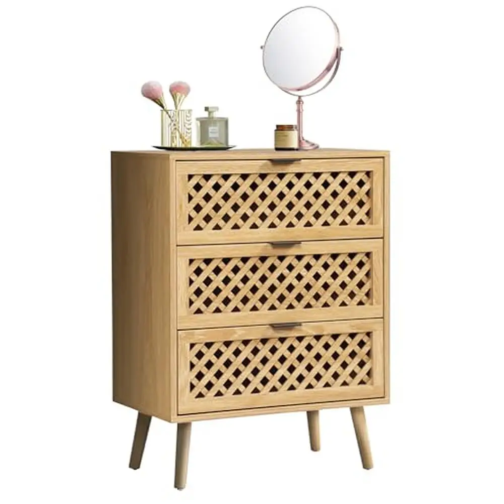 Peito De Armazenamento De Estilo De Quinta De Madeira, 3 gavetas Dresser, Armazenamento De Quarto, Design Elegante, Construção Durável, Mobiliário Multifuncional