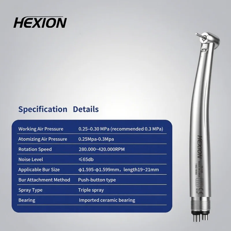 Großverkauf Dental-Faseroptik-LED-E-Generator / Ohne LED Schnelles Hochgeschwindigkeits-Handstück mit Druckknopf 4/2-Loch-Luftturbine N-S/K-Stil – Detail 1