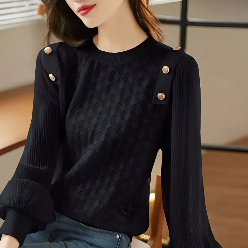 Women's Autumn Casual Simplicity Solid Color O-neck Long Sleeve T-Shirt Women Clothes Fashion Loose Elegant All-match Tops