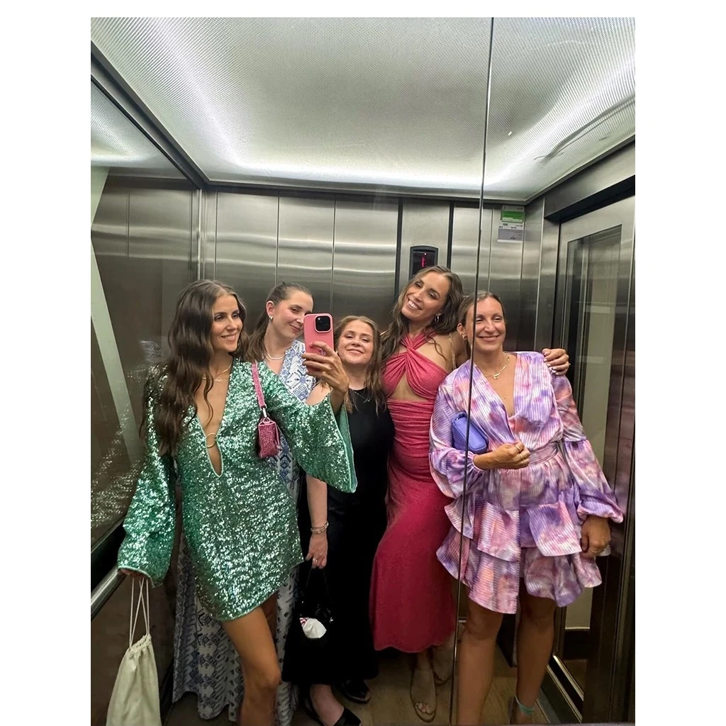 

Cross-Border Sexy Hollow out Sequin Dr Street Sle Pure Desire Par Skirt Small Fraance Wind Midi Dr Women's Faion