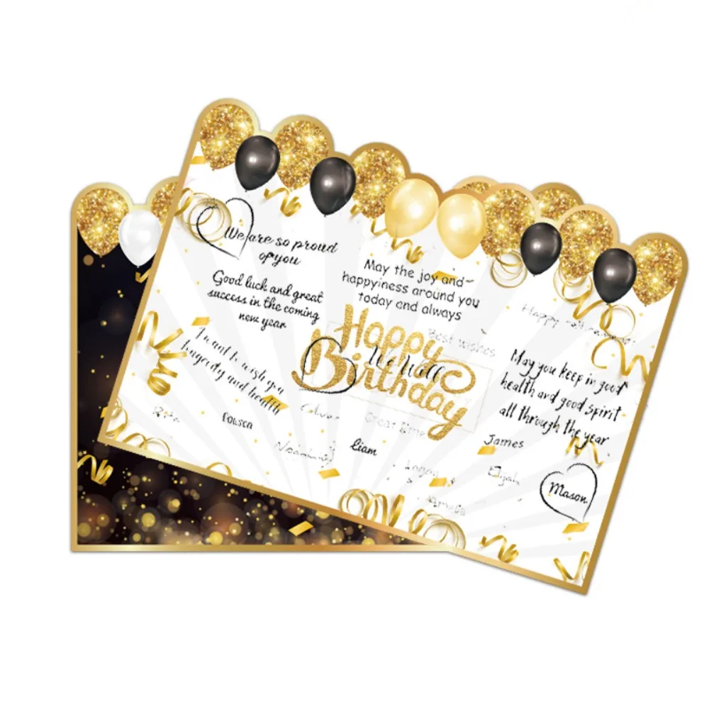 1 Stück Kreatives Papier-Gästebuch zum Geburtstag in Schwarz-Gold, Riesige Geburtstagsgrußkarte mit Botschaft zum Feiern – Detail 5