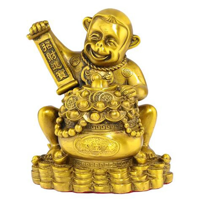 

Pure brass monkey treasure pot, Ruyi Golden Monkey living room, office decoration