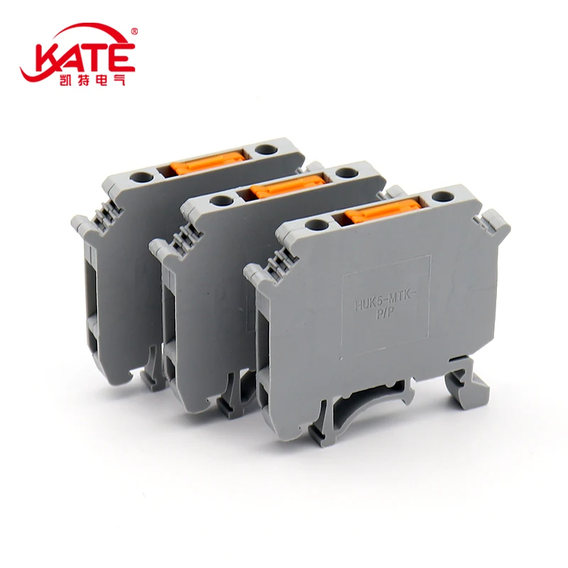 10PCS UK5-MTK-P/P 4mm² DIN Rail Terminal Block Switch Type Screw Knife Switch Disconnecting Terminal Euro Wiring