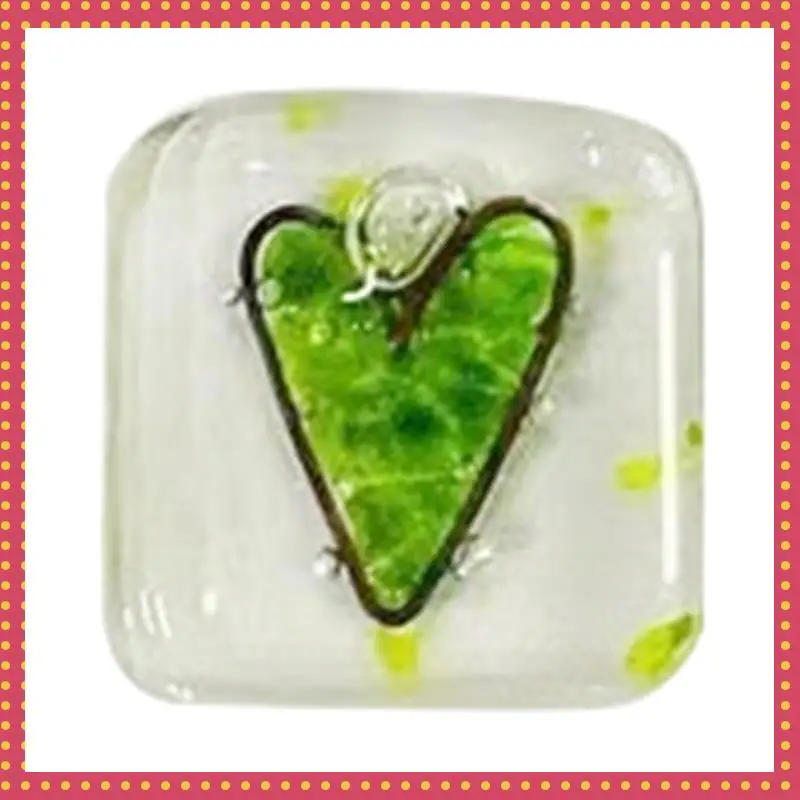 

B74A Pocket Token Glass Heart Card Keepsake Gift -Heart Keepsake Pocket Cards-Fused Glass Heart Pocket Token Green Easy To Use