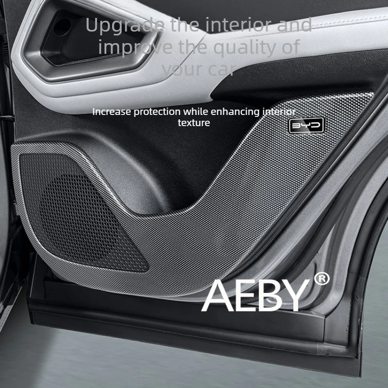 AEBY For BYD Atto 2 2024-2025 Carbon Fiber Pattern Door Kick Panel,Scratch Proof Car Interior,Anti-Kick Pad,protective film